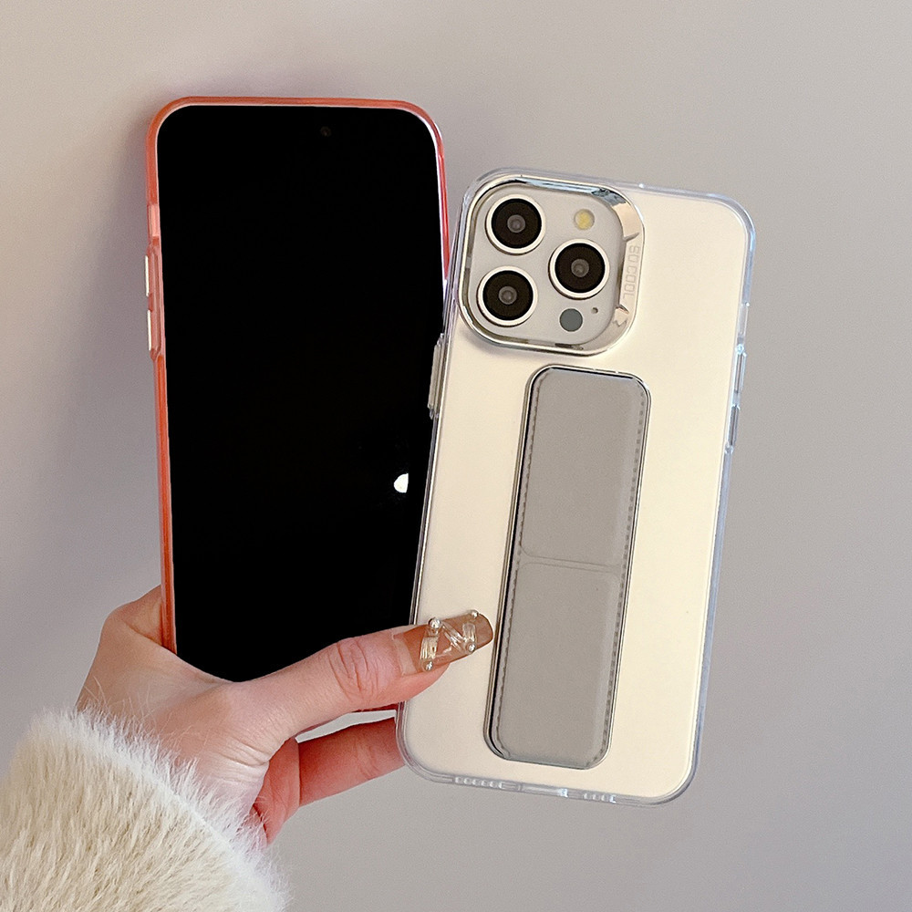Nhiều Màu Mạ Gấp Giá Đỡ Ốp Lưng Điện Thoại iPhone 17 Pro Max 16 Plus 15 14 13 12 11 Pro Max Bảo Vệ Toàn Diện Chống Sốc Bảo Vệ Vỏ Acrylic