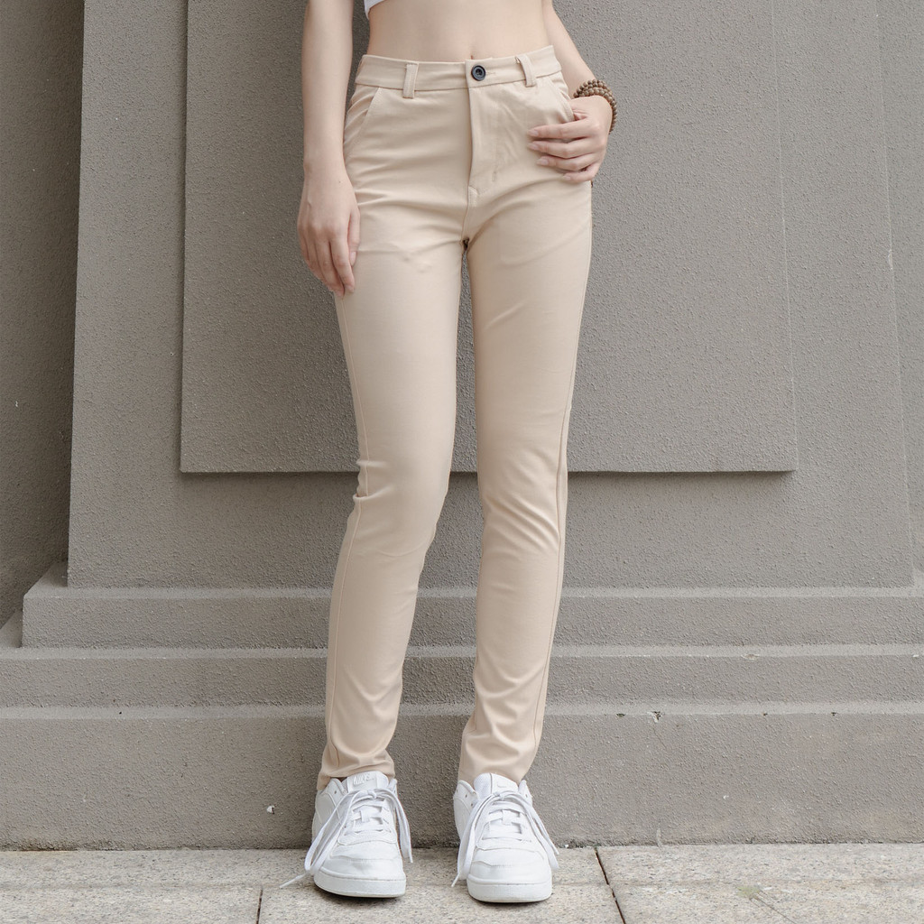 Ảnh Quần kaki nữ KQ STYLING ống đứng ôm dáng co giãn 4 chiều mềm mịn Kem Vàng cao cấp 3