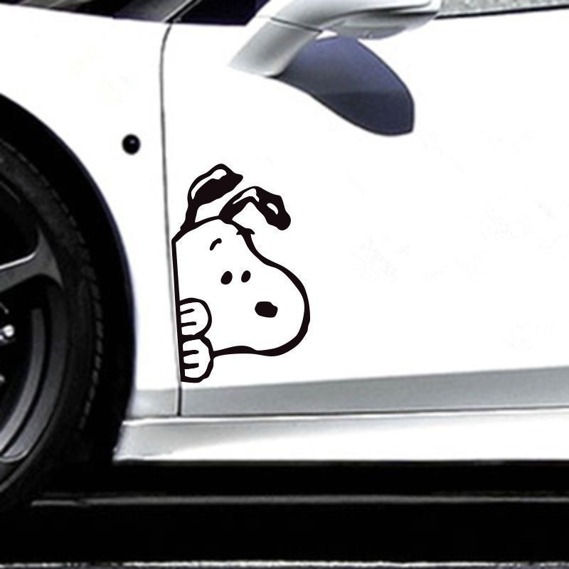Snoopy Sticker Khối Trầy Xước Thân Cửa Sổ Bên Kính Chắn Gió Phía Sau Cảnh Báo Phản Quang Nhãn Dán Trang Trí Xe Điện Miếng Dán