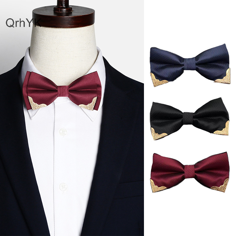 Nhà Máy Thời Trang Nam Nơ Kim Loại Chắc Chắn Cao Quý Cổ Điển Polyester Nơ Nữ Cổ Áo Dự Tiệc Cung Cấp QrhYK