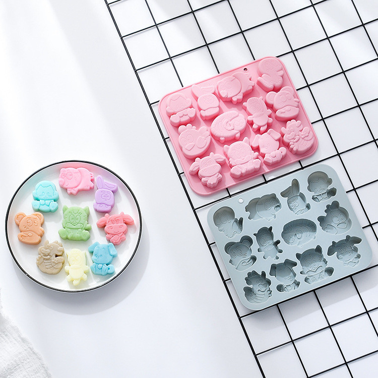 Hoạt Hình 12 Cung Hoàng Đạo Khuôn Silicon Handmade Làm Xà Phòng, Socola, Bánh Mousse, Khuôn DIY Và Dụng Cụ