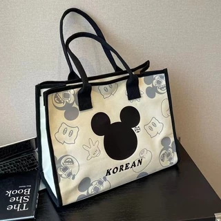 Túi vải Túi dây kéo sức chứa lớn Túi in hình nhân vật hoạt hình Túi Tote Mickey