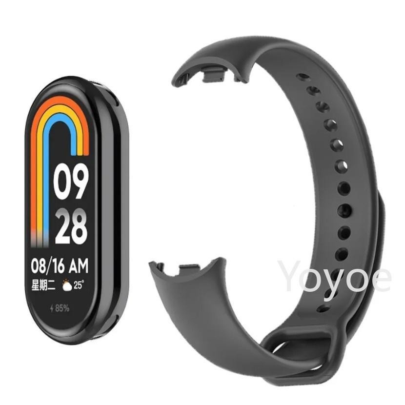 Vòng tay silicon thể thao cho Mi Band 8/9/10/NFC, dây thay thế đồng hồ