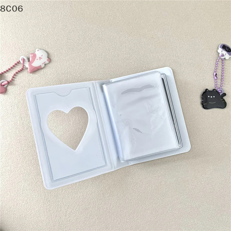 [8c06] Hộp đựng thẻ tên Kpop album ảnh 3 inch, chất kết dính hình gấu dễ thương, thiết kế rỗng trái tim