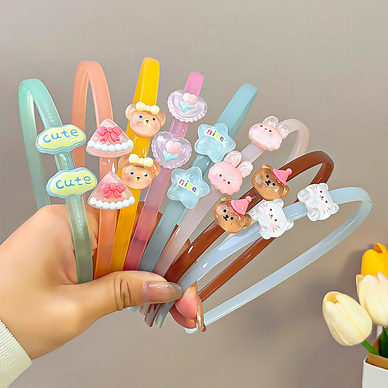 Yunyuan băng đô tóc nữ gấu trúc hoạt hình acrylic màu thạch mùa hè, chống trượt, phụ kiện tóc