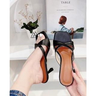 Dép Cao Gót Nữ cao 7P dây đan chéo màu Nâu bò sáng chân Kho Giày Bánh Bèo mã Sandal2X DéP Shoes DéP Shoe