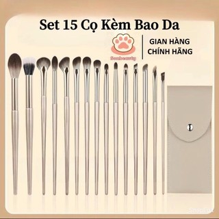 Set 15 Cọ Kèm Bao Da Trang Điểm
