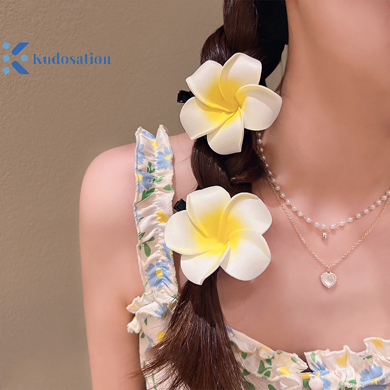Kudosation Plumeria Hoa Kẹp Tóc Cho Nữ Cô Gái Kẹp Tóc Trứng Hoa Ngọt Bên Kẹp Tóc Barrettes Hawaii Đảng Phụ Kiện Tóc
