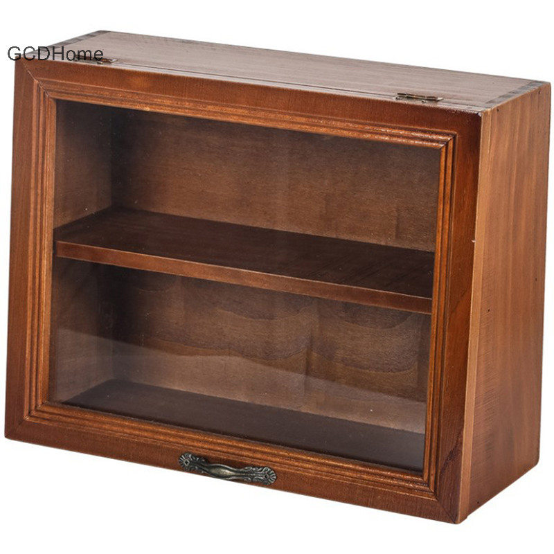 Hộp trưng bày tường Gcdhome Tủ gỗ bóng Hộp lưu trữ Bánh mì Cốc tổ chức HOT