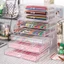 Hộp đựng bút chì DELMER, Hộp đựng bút để bàn 3 lớp trong suốt, Màn hình Acrylic dung tích lớn Hộp đựng văn phòng phẩm trong suốt Máy tính để bàn