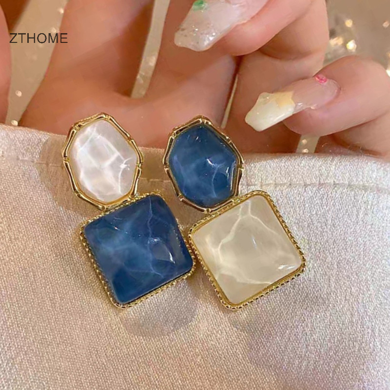 Zthome Thời Trang Retro Thanh Lịch Nhựa Không Đều Hình Học Thả Bông Tai Vintage Ch Mặt Dây Chuyền Bông Tai Cho Nữ Dự Tiệc Trang Sức Quà Tặng HOT