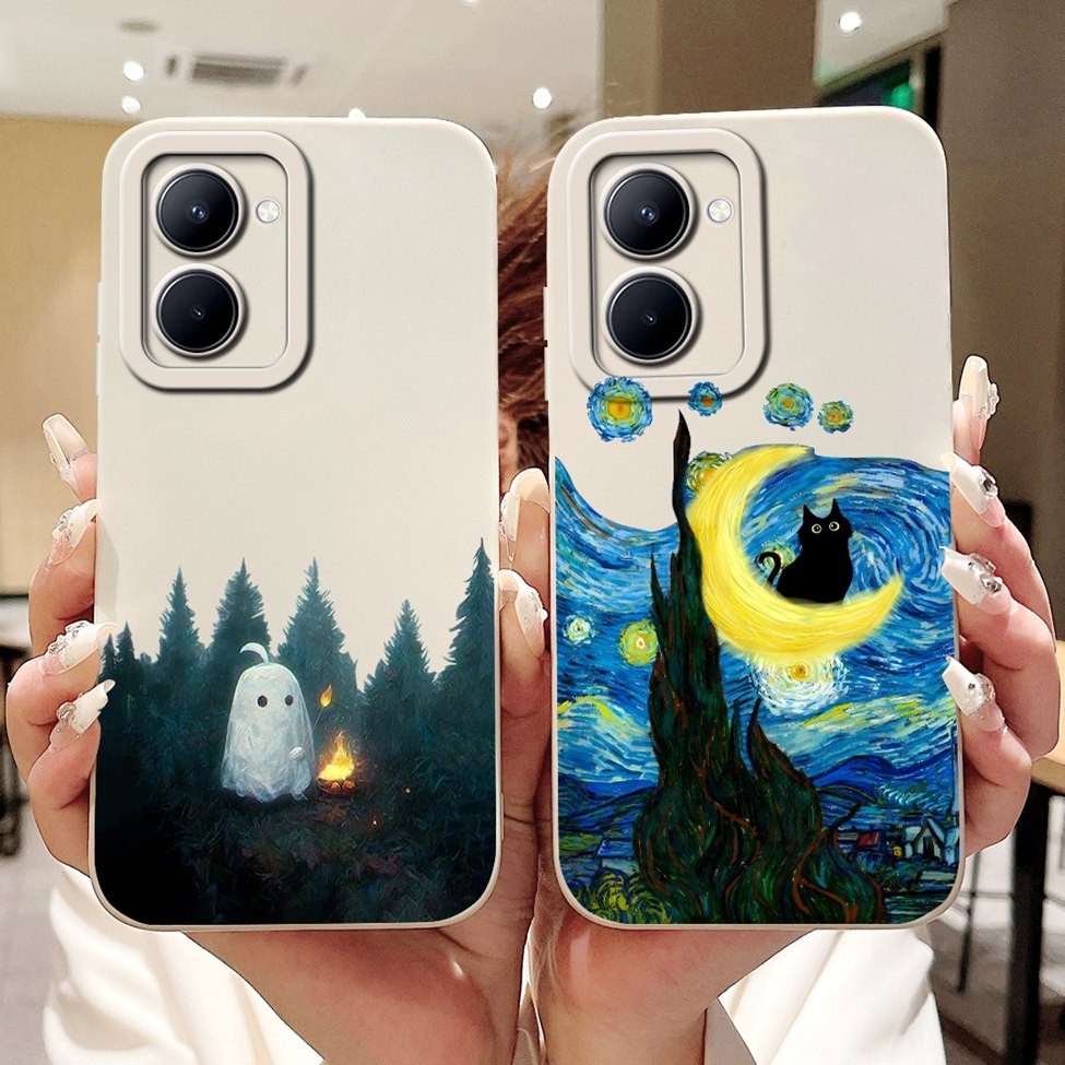 Dành Cho Realme 10 RMX3630 Ốp Lưng Thẩm Mỹ Sang Trọng Dễ Thương Chống Sốc Màu Đen Ốp lưng Cho Realme 10 4G Ốp Lưng