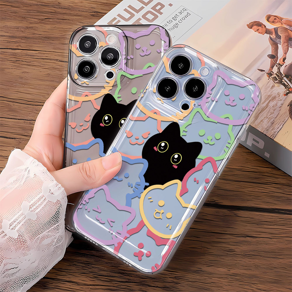 Ốp điện thoại mèo toàn màn hình Vỏ không gian Lỗ chính xác Thích hợp cho Apple iPhone15 / 14Promax Vỏ điện thoại 13 / 12 Vỏ không gian 11 / XSMAX Cao su mềm phong cách mới