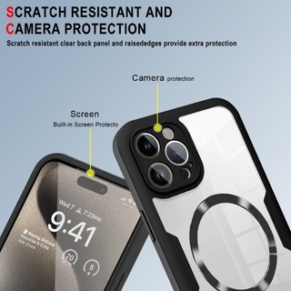 Ốp điện thoại trong suốt toàn thân từ tính 360 cho IPhone 16 15 11 12 13 14 Pro Max Ốp điện thoại silicon chống sốc