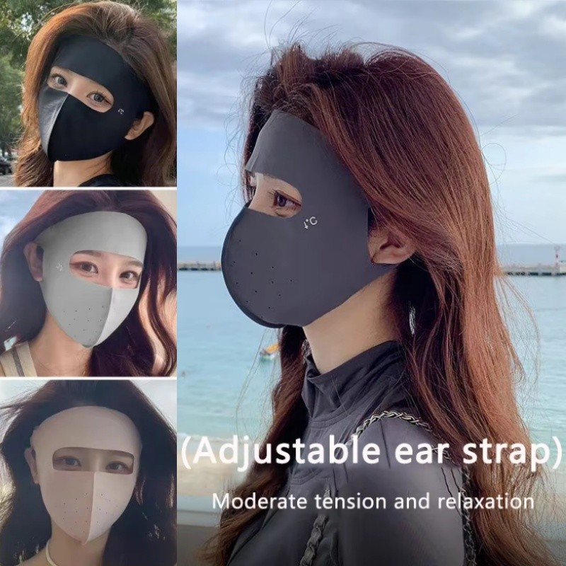 Ảnh Mặt Nạ Che Nắng Toàn Mặt Ice Silk Traceless Thoáng Khí Chống Nắng Che Chắn Tia UV Mặt Nạ Thể Thao Cưỡi Ngựa Ngoài Trời *KÍNH 1