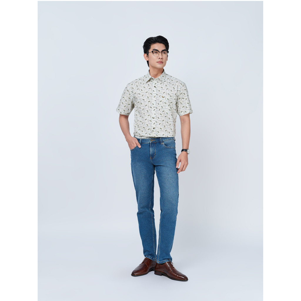 Sơ mi ngắn tay lai ngang VIETTIEN SMART CASUAL vải Nano phom REGULAR VT00000303