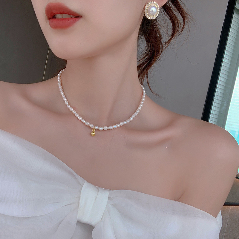 Thời Trang Đậu Vàng Nhỏ Giả Ngọc Trai Vòng Cổ Nữ Tính Khí Đơn Giản Vòng Hạt Xương Đòn Dây Chuyền