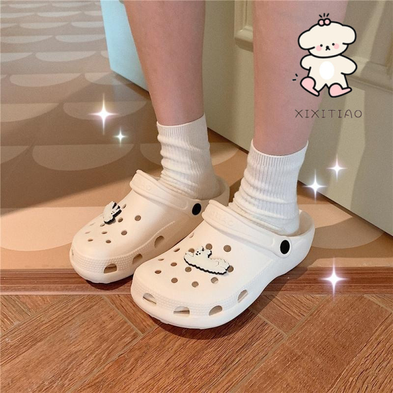 Xixitiao Dép Dép Mùa Hè EVA Hoạt Hình Mới Giày Lỗ Dễ Thương Sinh Viên Thường Ngày Mặc Ngoài Trời Đế Mềm Giày Đi Biển ins Hợp Thời Trang