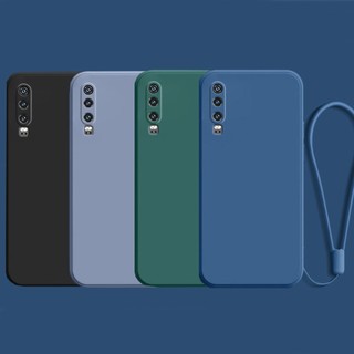 Thời Trang Mới Huawei P20 P30 Pro P40 Vuông Cản Khung Mỏng Mềm TPU Silicon Có Dây Đeo Tay Dây Đeo Cổ Tay