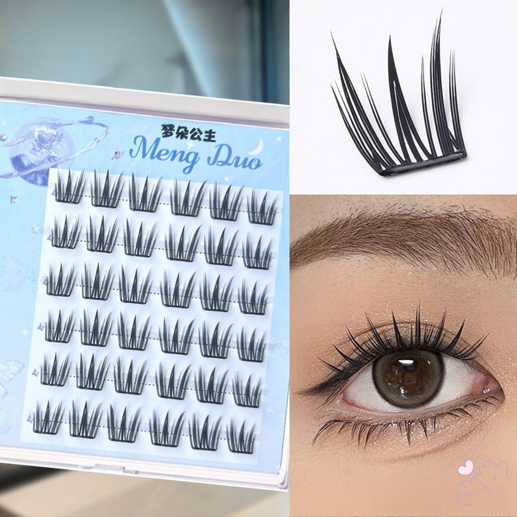 Lông mi giả Cụm lông mi tự nhiên Wispy Pre-glued Cụm lông mi tự dính