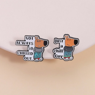 'I 'm Just A Chill Guy Cá Tính Sáng Tạo Hoạt Hình Thổ Cẩm Phổ Biến Chó Con Dễ Thương Men Huy Hiệu Ba Lô Phụ Kiện Quà Tặng Cho Bạn Bè