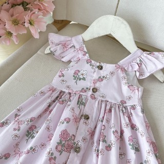 Váy Hè 2 Dây Cánh Tiên Vintage Cho Bé Gái Xinh Yêu ( Chất Cotton) 8-26kg