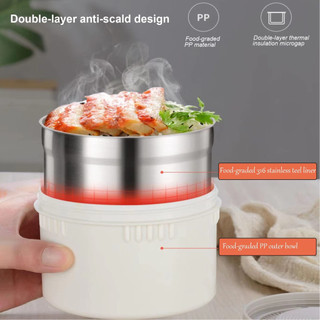 Bình cách nhiệt 2.9L 304 Lò vi sóng bằng thép không gỉ An toàn chống rò rỉ Hộp cơm trưa có thể xếp chồng lên nhau có dây đeo Tay cầm Bình đựng thức ăn chân không cách nhiệt cho trường học Văn phòng