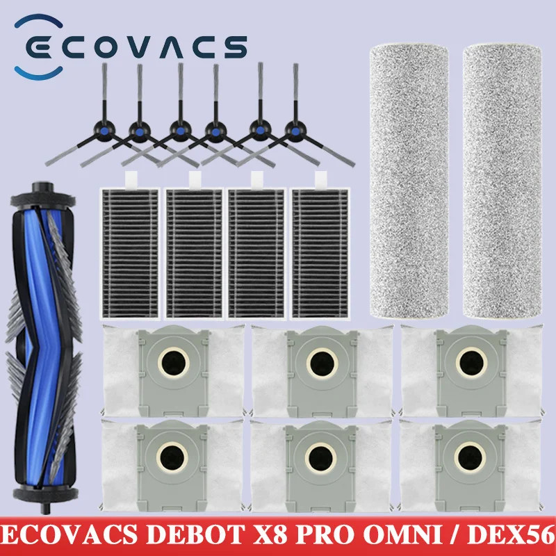 Ecovacs X8 Pro Omni Robot Hút Chân Không Phụ Kiện Chính Bên Bàn Chải Lau Vải Lọc Túi Bụi