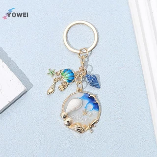 Yowei Thời Trang Mới Vỏ Ốc Sò Họa Tiết Móc Khóa Biển Đẹp Bãi Biển Con Lăn Mặt Dây Chuyền Thép Không Gỉ Móc Khóa Trang Sức Phụ Kiện VN