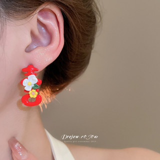 Drejew Bộ bông tai vòng cổ hoa đầy màu sắc thiết kế thích hợp chuỗi xương đòn phong cách kỳ nghỉ ngọt ngào dịu dàng vòng cổ nữ