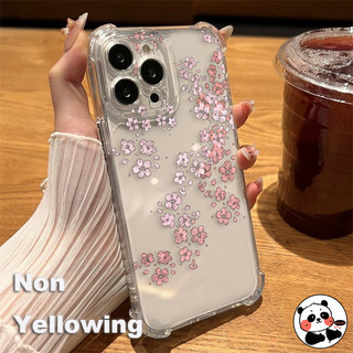 Ốp Túi Khí Cho Samsung Galaxy S25 Edge S24 S23 S22 S21 S20 Ultra FE S10 Lite S10E S9 S8 Plus + 5G 4G Clear Cover Thanh Lịch Sakura Dễ Thương Hoa Chống Sốc Vỏ Điện Thoại Mềm