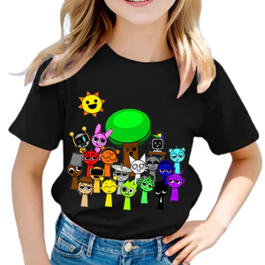 2025 Sprunki Game Áo Thun Cho Trẻ Em Incredibox In Hình Hoạt Hình Tay Ngắn Mùa Hè Thường Ngày Hàng Đầu