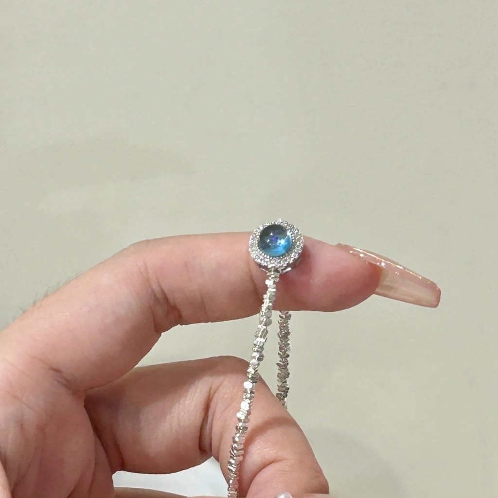 ☀Vòng tay Aquamarine bạc S925 cho phụ nữ, phong cách Ins, sang trọng nhẹ nhàng, thiết kế độc đáo, vòng tay tinh xảo cao cấp, quà tặng bạn bè, trang sức GPNH
