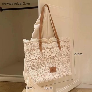 [Mới] Nữ Ren Trắng Thêu Hoa Tote Mùa Hè Đi Biển Du Lịch Kỳ Nghỉ Đi Biển Túi Đeo Vai Túi Xách Retro.