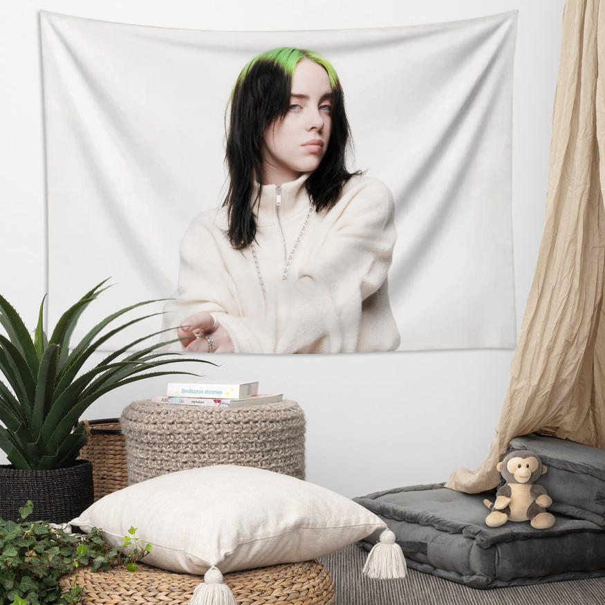 Tấm thảm treo tường Billie Eilish có kẹp Tấm thảm Polyester Treo tường phòng ngủ