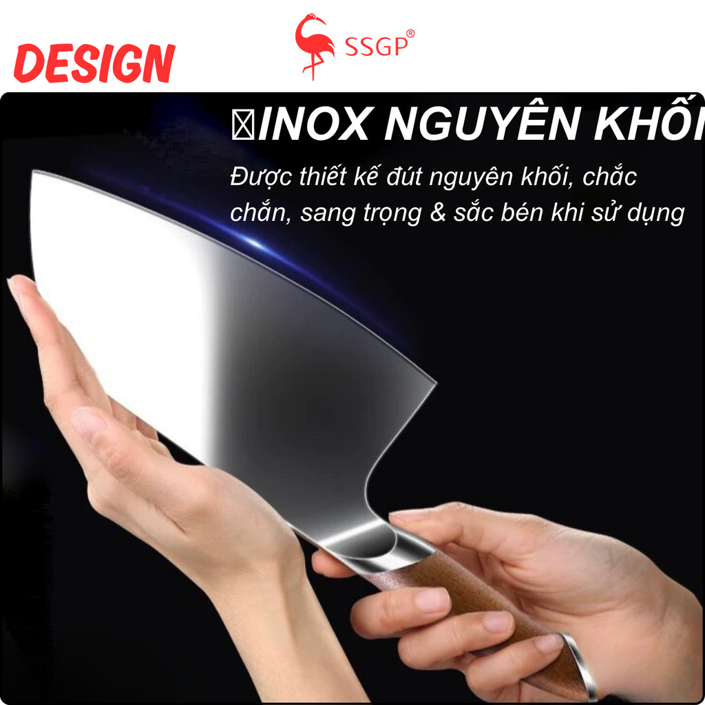 Bộ dao làm bếp EBONY SSGP  - SS01202, dao bầm dao cắt thịt dao thái thịt, dao đầu bếp chặt xương