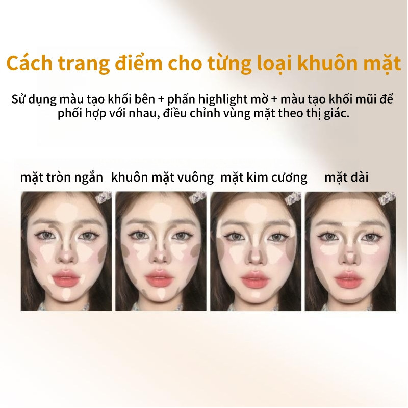 Ảnh Bảng phấn bắt sáng và tạo khối, phấn má hồng VEECCI Tự nhiên Lâu trôi Chống nước 8g 2