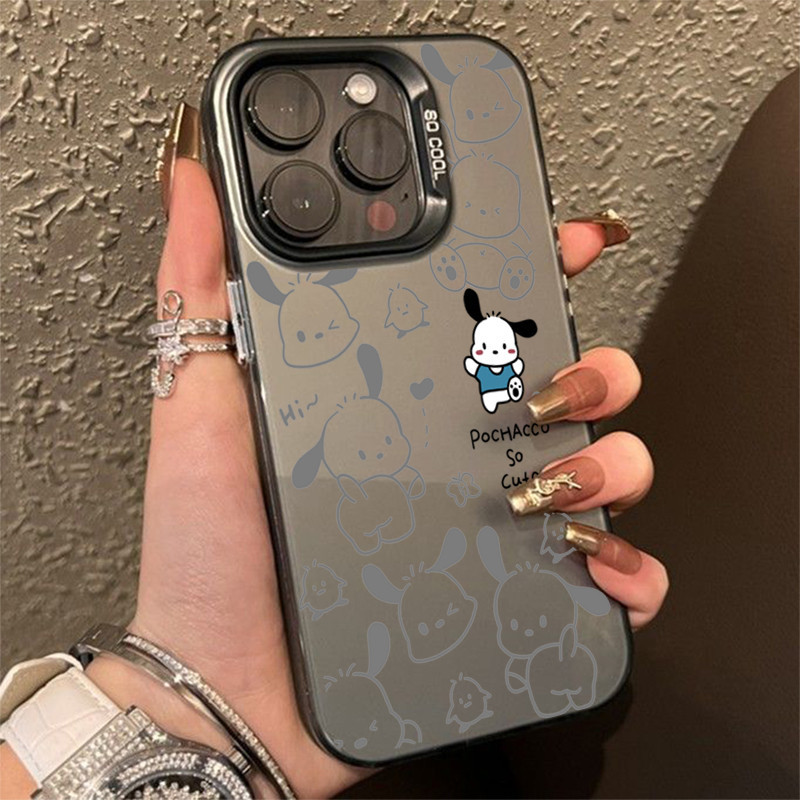 Vỏ Tương Thích Cho IPhone 16 11 14 15 12 13 Pro Max 8 7 Plus XR X XS SE2 Hoạt Hình Dễ Thương Lợn Hồng Pochacco Chó IMD Matte Bìa Cứng