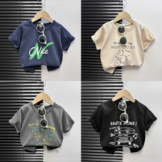 (6m-6Y) Áo Bé Trai Bé Gái Mùa Hè Áo Unisex Quần Áo Trẻ Em Cổ Tròn Hoạt Hình Cotton Áo Thun Tay Ngắn