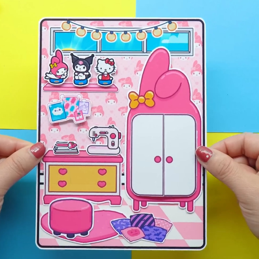 Học Liệu ngôi nhà búp bê bằng giấy toca boca melody quiet book đồ chơi giấy thủ công cho bé gái h31