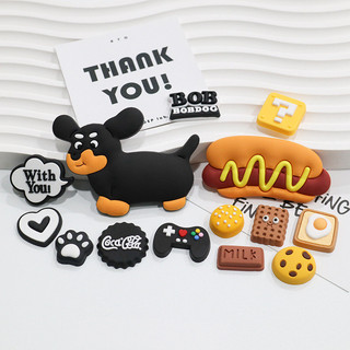 MEOWU Charm dán 3D Chó Lạp Xưởng dễ thương, sticker nổi trang trí đồ dùng học tập laptop, điện thoại