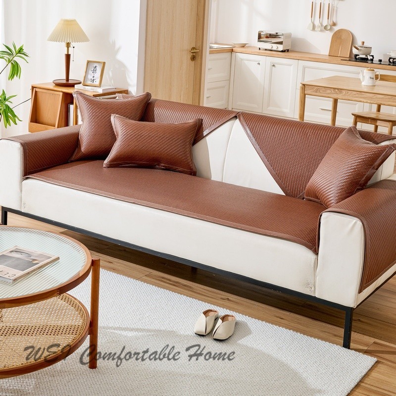 Mùa Hè Sofa Đệm Mát Băng Lụa Đệm PE Mây Thảm 2024 Phong Cách Mới Nhẹ Sang Trọng Sofa Cao Cấp Thảm Mát