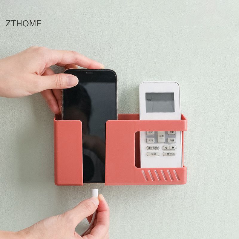 Zthome 2 Trong 1 Điện Thoại Di Động Treo Tường Điều Khiển Từ Xa Hộp Bảo Quản al Punch-free Giá Để Đồ Mảnh Vỡ Tường Lưu Trữ Giá Đỡ HOT