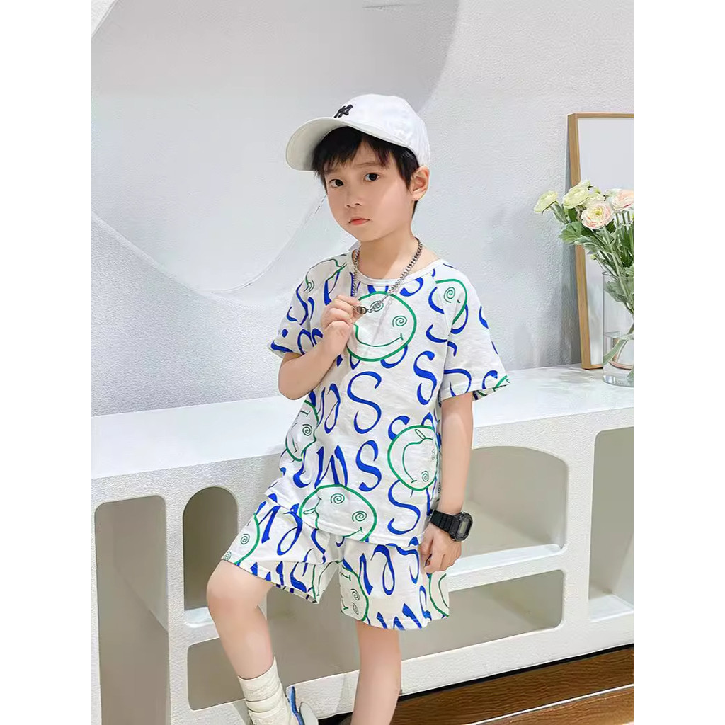 Trẻ Em Nguyên Chất Cotton Ngắn Tay Phù Hợp Với Raglan Bé Gái Bé Trai Trung Lớn Trẻ Em Mùa Hè Mỏng Rời Phong Cách Phương Tây Phù Hợp Với 100-180 Kích Thước NOZ2