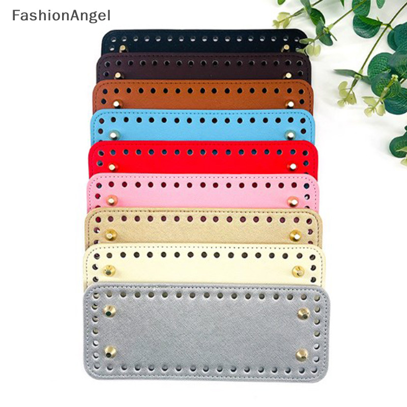 FashionAngel 8 * 20cm Handmade Hình Bầu Dục Đáy Cho Túi Dệt Kim Da Chống Mài Mòn Phụ Kiện Đáy Có Lỗ DIY Móc Túi Đáy TH