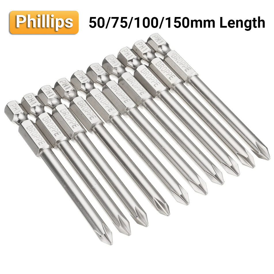 10 Chiếc Phillips Cross Screwdriver Bit 50 / 75 / 100 / 150mm Chiều dài ...