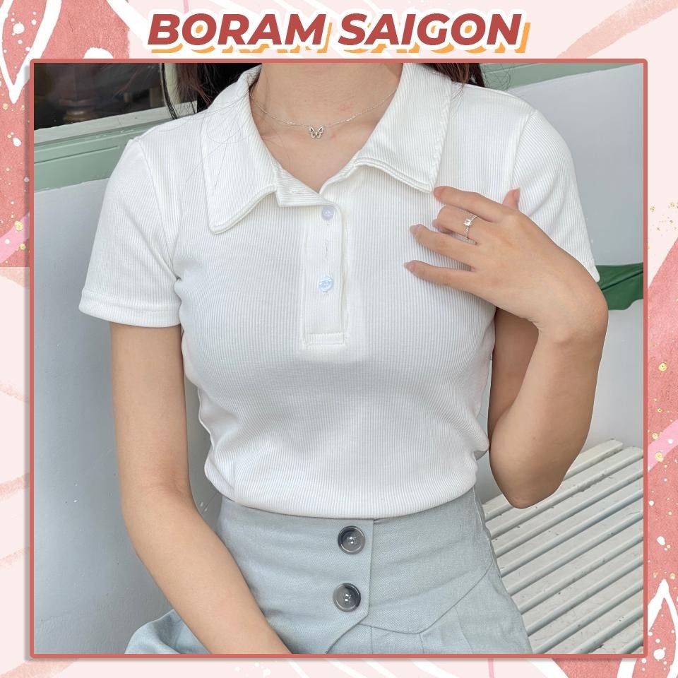 Áo polo nữ, áo thun bo gân có cổ BORAM SG
