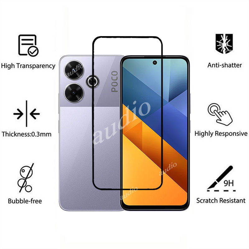 3 Kính Cường Lực Cho POCO m6 4G 2024 Bảo Vệ Màn Hình Điện Thoại Vỏ Kính Bảo Vệ Phim Cho POCO m6 M 6 6M PocoM6 4G 9H HD Chống Trầy Xước