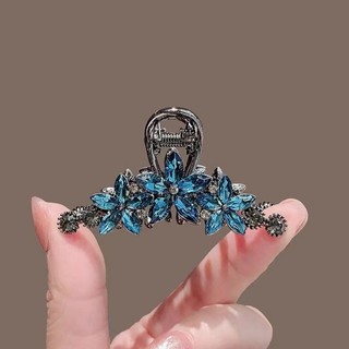 Mauropoli Kẹp tóc phong cách mới, đen, trung bình, pha lê xanh, cá mập, tóc dày, sẵn sàng
