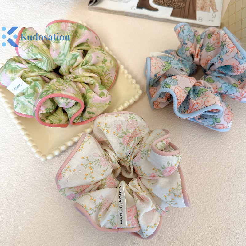 Kudosation Thời Trang Hàn Quốc Hoa Scrunchies Nữ Cô Gái Tóc Co Giãn Dây Cao Su Phụ Kiện Buộc Tóc Vòng Dây Mũ Đội Đầu Mũ Đội Đầu